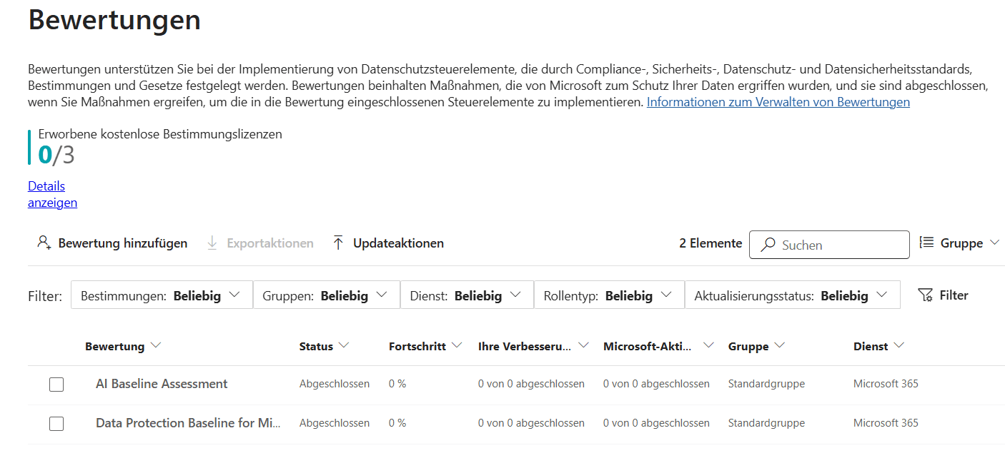Microsoft Compliance Manager assessments