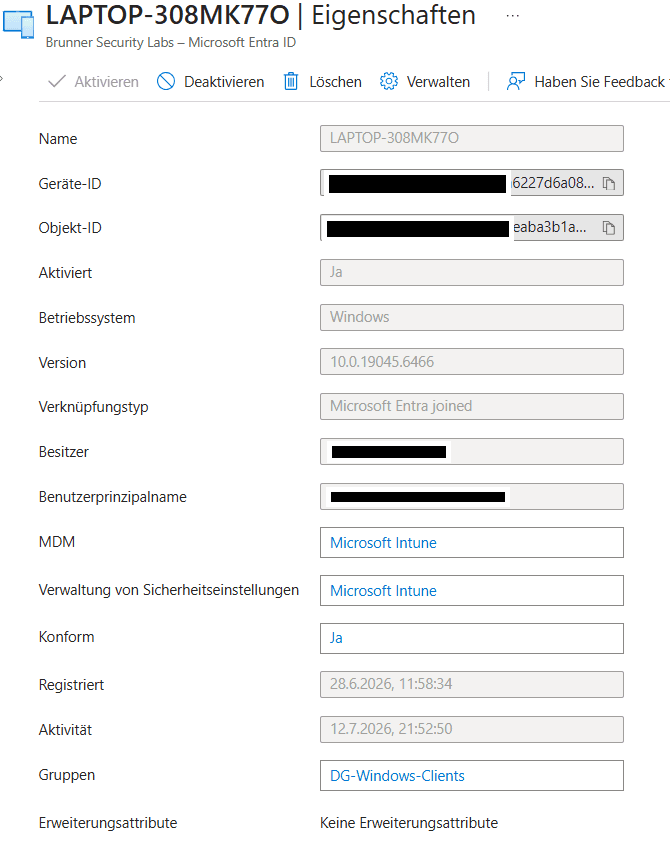 Windows endpoint joined to Microsoft Entra ID and managed by Microsoft Intune
